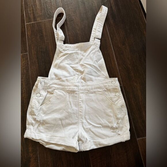 👖✨ Denizen from Levi’s White Distressed Denim Shortalls ✨👖sz M - Picture 9 of 9